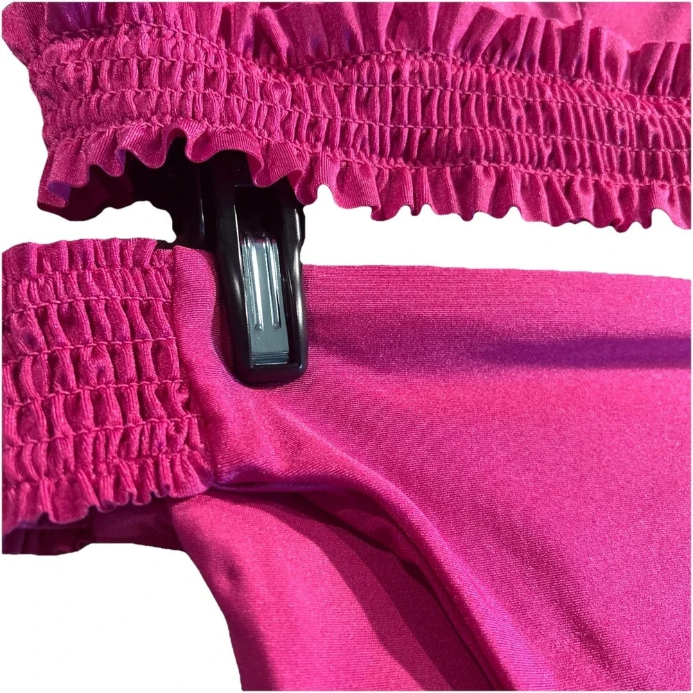 Chelsea & Violet Swim Suit Girl's 10 Magenta‎ Pink Two-Piece Ruffle Bikini NWT